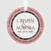 Elegant 37. Alabaster Hochzeitstag Ornament (Rückseite)