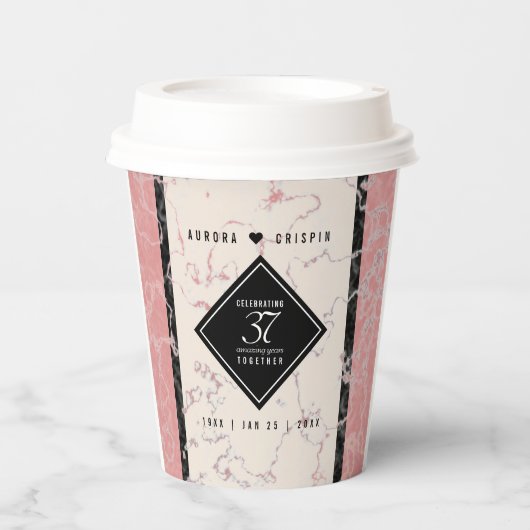 Elegant 37. Alabaster Hochzeitstag Pappbecher (Vorderseite)