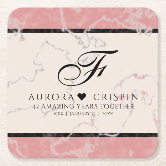 Elegant 37. Alabaster Hochzeitstag Rechteckiger Pappuntersetzer (Vorderseite)