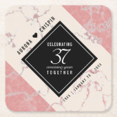 Elegant 37. Alabaster Hochzeitstag Rechteckiger Pappuntersetzer (Vorderseite)