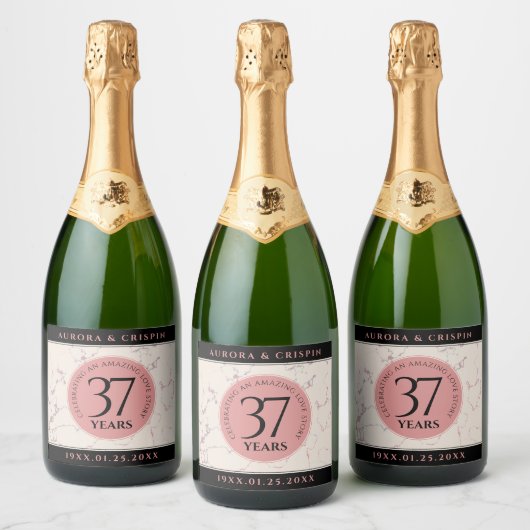 Elegant 37. Alabaster Hochzeitstag Schaumweinetikett (Flaschen)