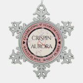 Elegant 37. Alabaster Hochzeitstag Schneeflocken Zinn-Ornament (Vorderseite)