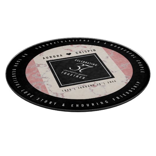 Elegant 37. Alabaster Hochzeitstag Schneidebrett (Ecke)