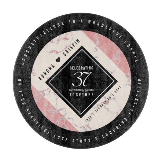 Elegant 37. Alabaster Hochzeitstag Schneidebrett (Vorderseite)