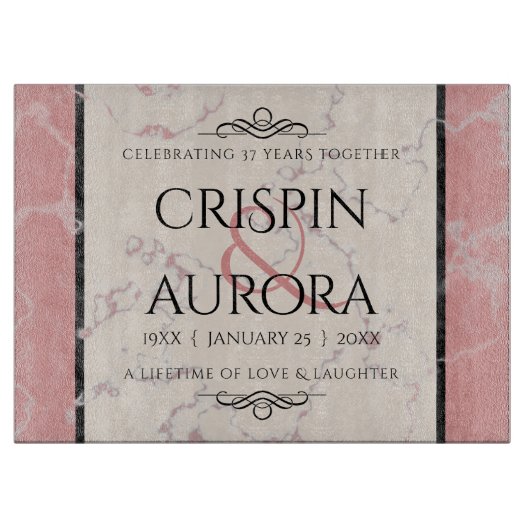 Elegant 37. Alabaster Hochzeitstag Schneidebrett (Vorderseite)