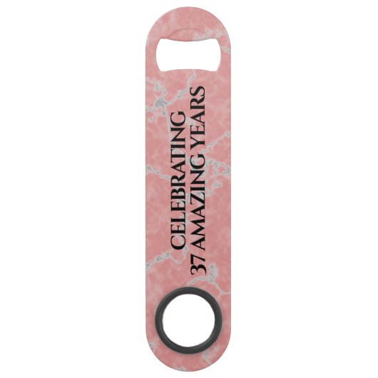 Elegant 37. Alabaster Hochzeitstag Speed Flaschenöffner (Rückseite)