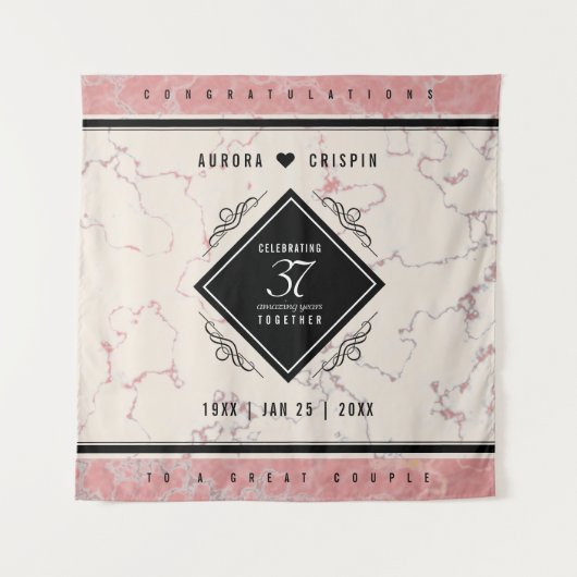 Elegant 37. Alabaster Hochzeitstag Wandteppich (Vorderseite)