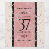 Elegant 37. Alabaster Hochzeitstag Weinetikett (Einzelnes Label)