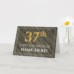 Elegant 37. Geburtstag: Imitate Holz, Imitate Gold Karte