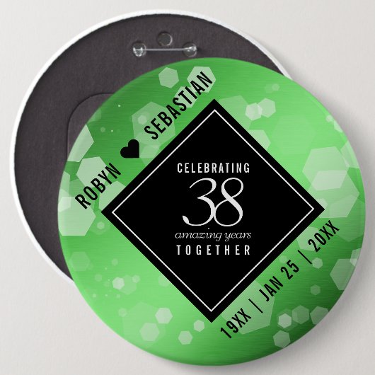 Elegant 38. Emerald Wedding Jubiläum Button (Vorne & Hinten)