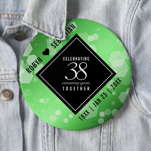 Elegant 38. Emerald Wedding Jubiläum Button (Beispiel)
