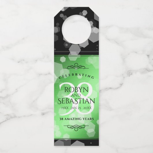 Elegant 38. Emerald Wedding Jubiläum Flaschenanhänger (Rückseite)