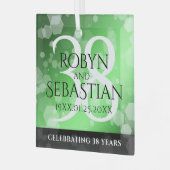 Elegant 38. Emerald Wedding Jubiläum Ornament Aus Glas (Vorderseite links)