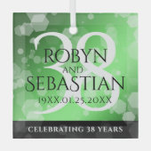 Elegant 38. Emerald Wedding Jubiläum Ornament Aus Glas (Vorderseite)