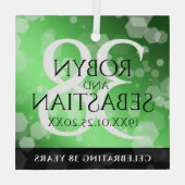 Elegant 38. Emerald Wedding Jubiläum Ornament Aus Glas (Rückseite)