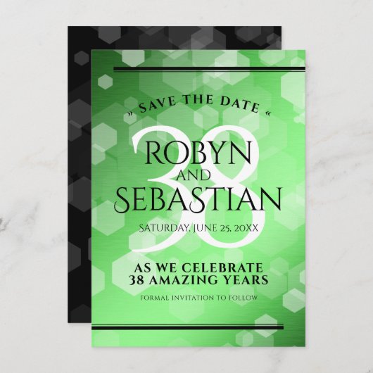 Elegant 38. Emerald Wedding Jubiläum Save The Date (Vorne/Hinten)