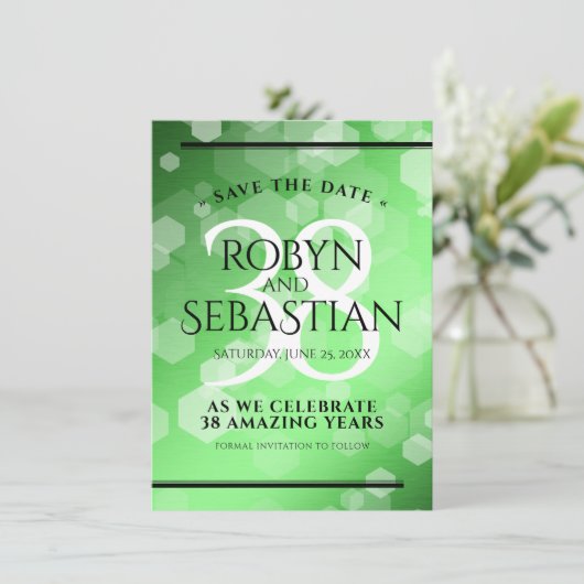 Elegant 38. Emerald Wedding Jubiläum Save The Date (Stehend Vorderseite)