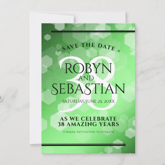 Elegant 38. Emerald Wedding Jubiläum Save The Date (Vorderseite)