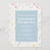 Elegant 39. Geburtstag Einladungen Floral Boho Chi (Vorne/Hinten)