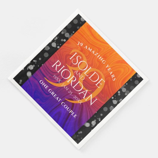 Elegant 39th Agate Wedding Anniversary Celebration Serviette (Ecke)