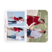 Elegant 3 Couple Foto Wedding Save the Date Magnet (Horizontal)