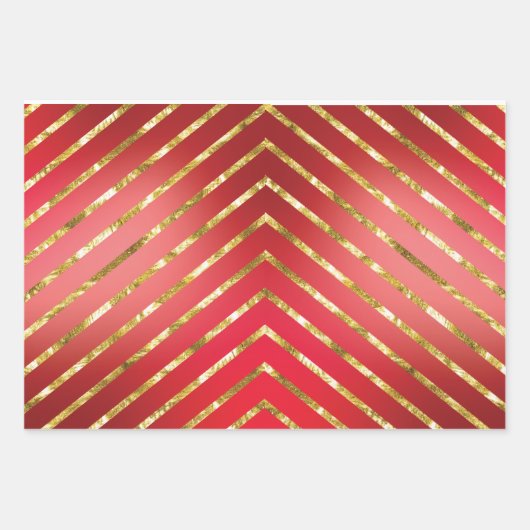 Elegant 3 Farben Gold Frohe Weihnachten Geschenkpapier Set (Vorderseite 2)