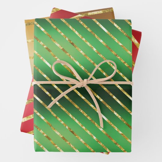Elegant 3 Farben Gold Frohe Weihnachten Geschenkpapier Set (Beispiel)