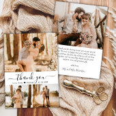 Elegant 3 Foto Collage Script Heart Wedding Dankeskarte