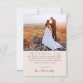 Elegant 3 Foto Collage Terracotta Script Wedding Dankeskarte (Rückseite)