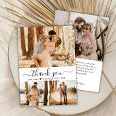 Elegant 3 Foto Collage Typografy Script Wedding Dankeskarte