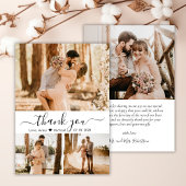 Elegant 3 Foto Collage Typografy Script Wedding Dankeskarte