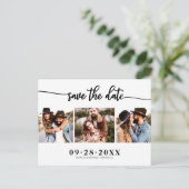 Elegant 3 Foto Collage Wedding Save the Date Postkarte (Stehend Vorderseite)