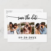 Elegant 3 Foto Collage Wedding Save the Date Postkarte (Vorne/Hinten)
