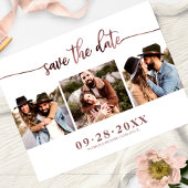 Elegant 3 Foto Collage Wedding Save the Date Postkarte