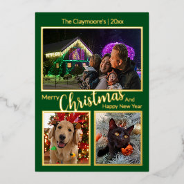 Elegant 3 Foto Frohe Weihnachtsfeier Neues Jahr Folien Feiertagskarte