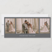 Elegant 3 Foto Gray Wedding Vielen Dank (Vorderseite)
