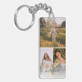 Elegant 3 Foto Monogram Custom Graduate Keepake Schlüsselanhänger (Vorderseite links)