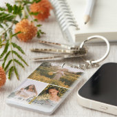 Elegant 3 Foto Monogram Custom Graduate Keepake Schlüsselanhänger (Vorderseite rechts)