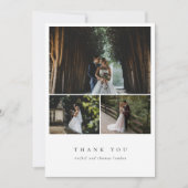Elegant 3 Foto Script Minimalistisch Wedding Dankeskarte (Vorderseite)