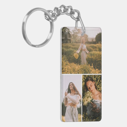 Elegant 3 FotoCollage Custom Graduate Keepake Schlüsselanhänger (Vorderseite links)