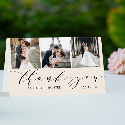 Elegant 3 FotoCollage Off White Vielen Dank