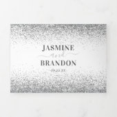 Elegant 3 in 1 Silberner Glitzer Hochzeit Dreifach Gefaltete Einladung (Cover)