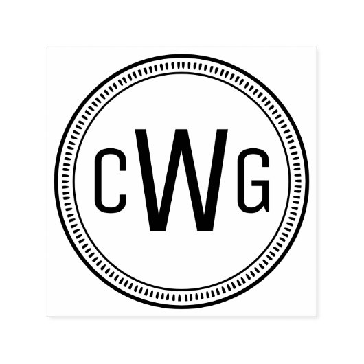 Elegant 3 Initial Monogram #1 Round Frame #10 Permastempel (Design)