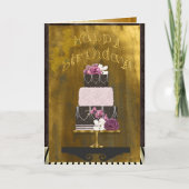 Elegant 3 Layer Cake Personalized Birthday Karte (Vorderseite)