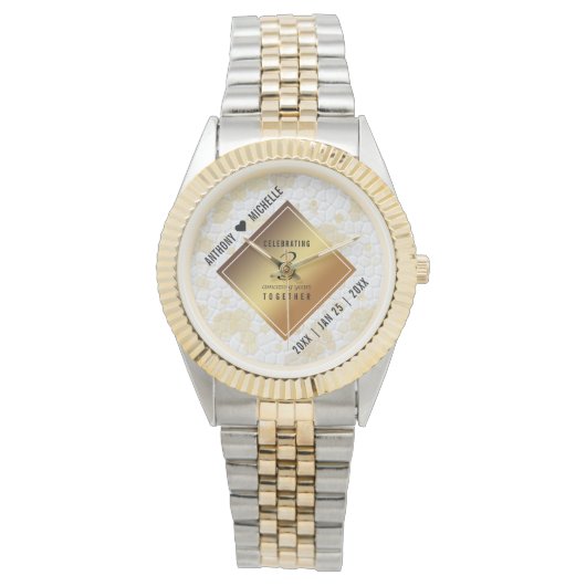 Elegant 3. Lederhochzeit Armbanduhr (Vorderseite)