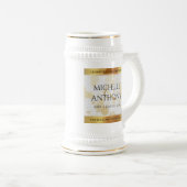 Elegant 3. Lederhochzeit Bierglas (VorderseiteRechts)