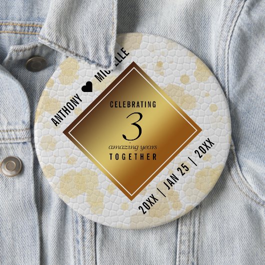 Elegant 3. Lederhochzeit Button (Beispiel)