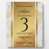 Elegant 3. Lederhochzeit Fotoplatte (Vorderseite)