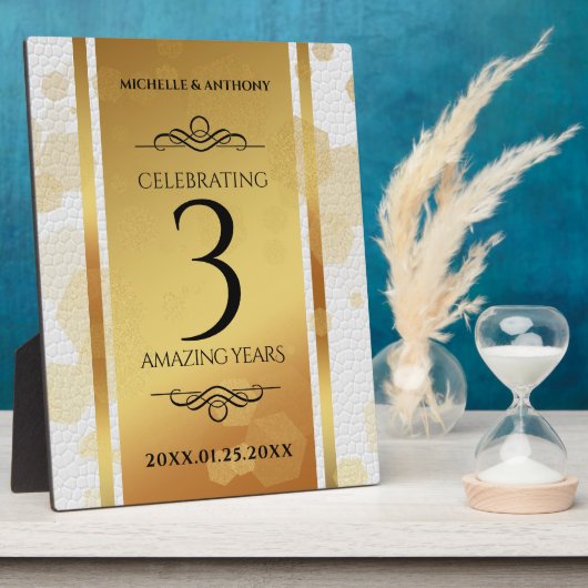 Elegant 3. Lederhochzeit Fotoplatte (Seite)