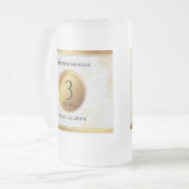 Elegant 3. Lederhochzeit Mattglas Bierglas (Vorderseite Links)